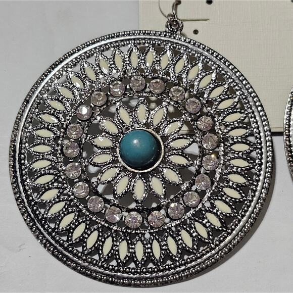 Lucky brand Boho Filigree Disc Large Earrings New! - Picture 2 of 5
